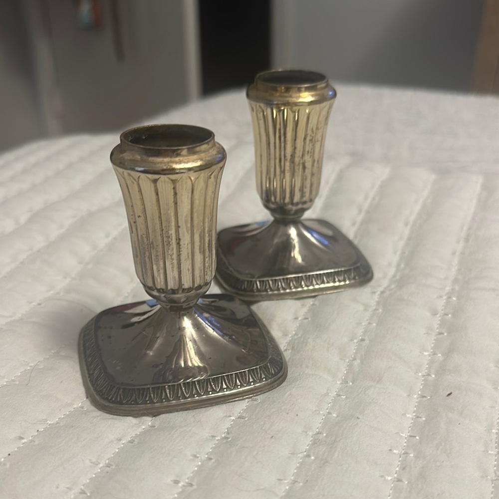 Vintage Silver Candle Holders, 2 Wolff